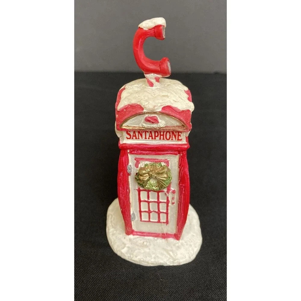 Vtg Lemax Mini Figurines‎ Lot of 8 Santa Phone Booth Skaters Snowman Resin 90s